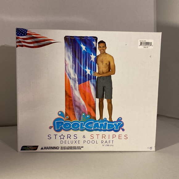 PoolCandy Stars & Stripes Deluxe Pool Raft Pool FLoat - NEW! - Picture 5 of 8